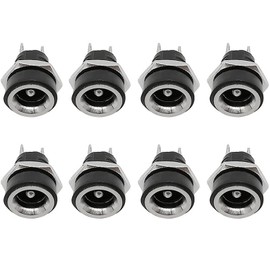 Samcos DC Power Jack Socket 0.2 x 0.08 inch (5.5 x 2 mm) Plastic DC Power Jack Connector Repair DIY Solder Type Vertical Panel Mount Board Mount Female Mount