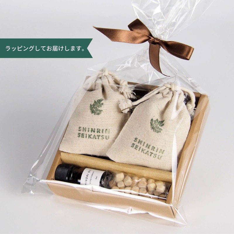 Forest Life Hinoki Chip Sachet and Hinoki Oil Gift Set,