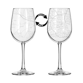 16 oz Tall Stemmed Wine Glass for Red or White Wine Wrap Around City Map Dublin, Ireland