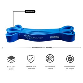 Resistance Band 35 kg Blue - Natural Latex Elastic Band 208 cm for Exercise, Crossfit, Strength, Chin-ups, Yoga, Pilates, Rehabilitation, Glutes, Legs (Blue, Strong (35 kg))