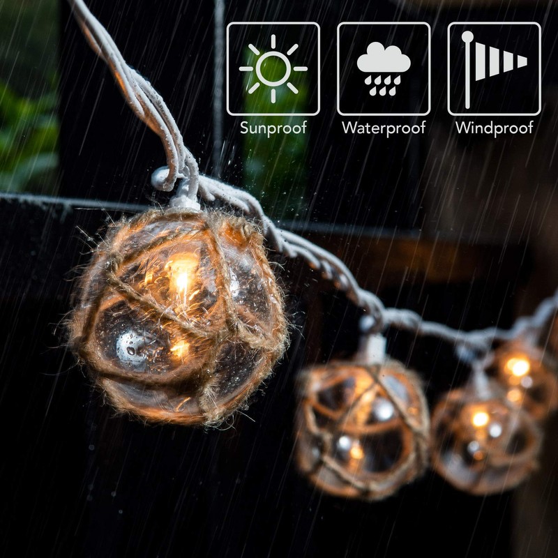 Nautical Fish Float String Lights Outdoor, Beach String Lights Set