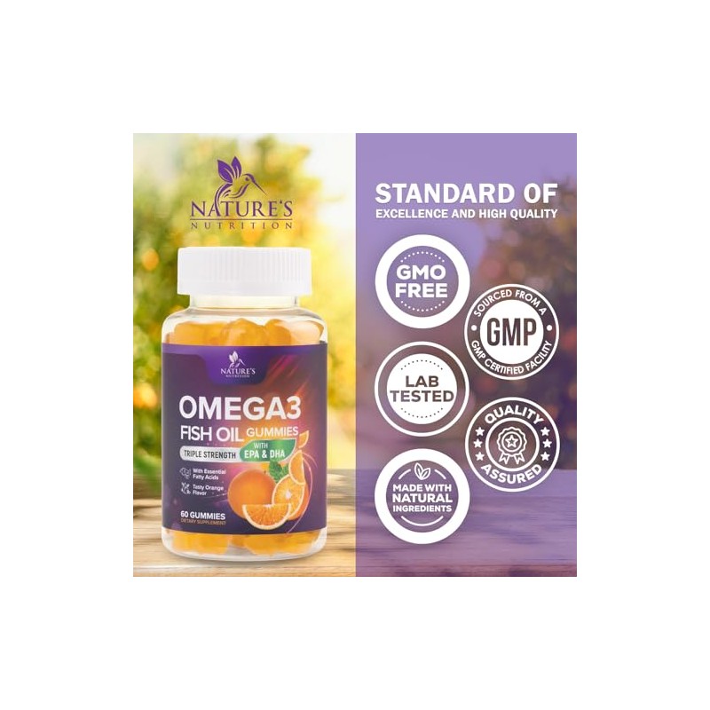 Nature's Nutrition Omega 3 - Gomitas de aceite de pescado