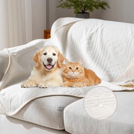 YUEANG Waterproof Recliner Chair Cover - Washable Double-Sided Velvet and Pattern Reversible Cover for Couch, Bed, Car and Sofa Protection for Dogs, 30x40in/Beige