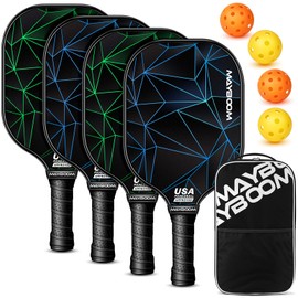 Mayboom Pickleball Paddles Set of 2 or 4, USAPA Approved Pickleball Paddles Set with 4 Pickleball Balls and Pickleball Carry Bag, Fiberglass Pickle Ball Rackets 2 Pack for Beginners(Polygonal 4Set)