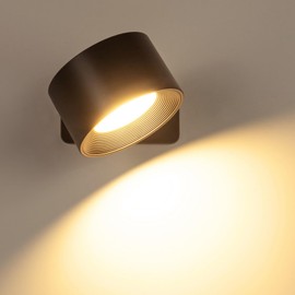 LEWENTECH LED Wall Mounted Lights Rechargeable Magnetic 360° Rotation Night Light Battery Operated Wall Sconces 3 Color Temperature Dimmable for Bedroom Bedside (1)