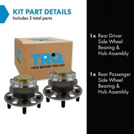 TRQ 2 Piece Rear Wheel Bearing & Hub Assembly Set with ABS Sensor Compatible with 2017-2022 Honda Ridgeline