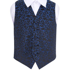 DQT New Swirl Black and Blue Boy's Waistcoat - 13-14 Years: 34"