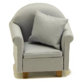 Unbranded Dollhouse Miniatures 1:12 Scale Chair with Pillow, Gray #CLA10952