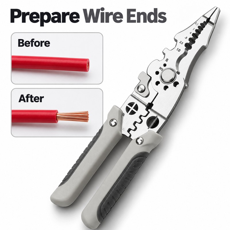 6-in-1 Multifunctional Wire Stripper Pliers for Electrical Work – Cutting,