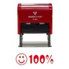 Smile 100% Teacher Self-Inking Office Rubber Stamp (Red) - Medium