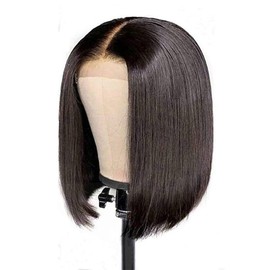 Short Straight Bob Wigs, Lace Front Human Hair Wigs, Short Bob Wigs, Human Hair Wigs with Lace Closure, Brazilian Hair Wigs, Lace Closure Wigs (A)