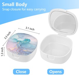 TIHYWR Retainer Case,Mouth Guard Case,Denture Case,Orthodontic Aligner Case With Mirror and Ventilation Holes Night Guard Case,Blue Marble