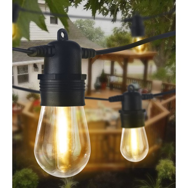 DGE Outdoor LED String Lights 48FT Patio String Light Shatterproof & Waterproof IP65, 18 AWG UL Listed Wire Bright String Light for Patio, Backyard, Gazebo, Porch, Wedding Party