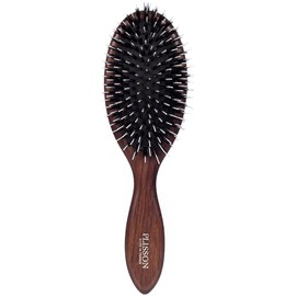 Plisson - Pneumatic Hair Brush for Women and Men, Large Model - Traditional Brush, Natural Wood, Pure Boar Bristles, Nylon Nubs - Made in France