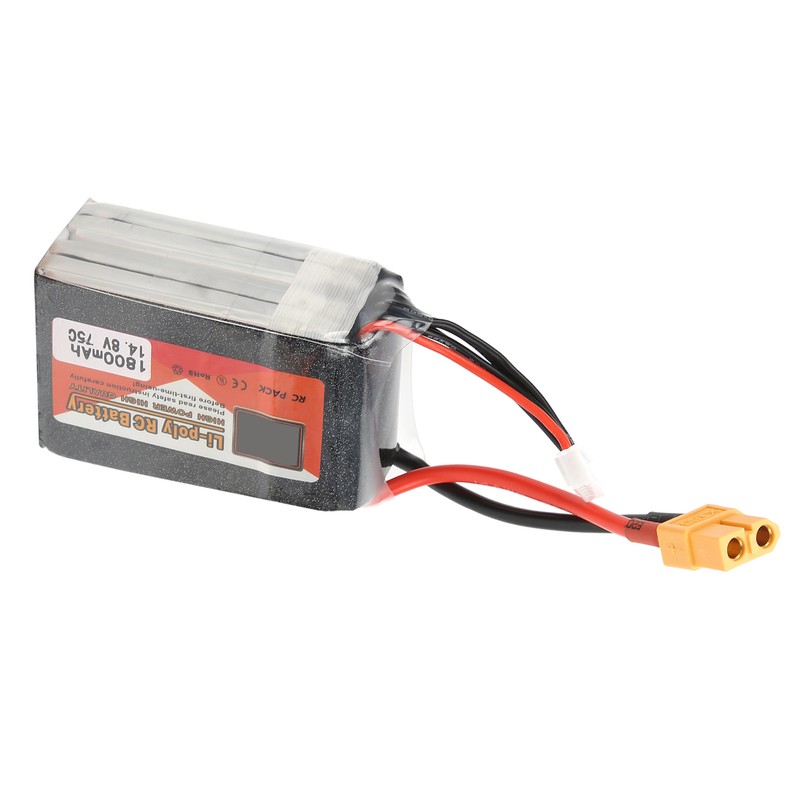 14.8V 1800mAh 4S 75C Lipo Battery Pack with XT60 Plug