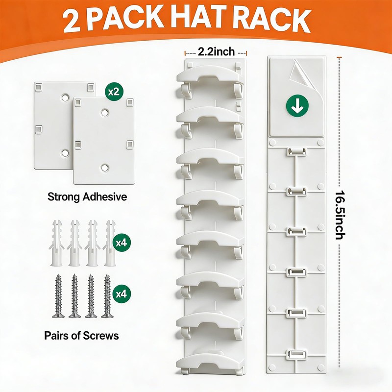 2 Pack Baseball Cap Hat Organizer(White)