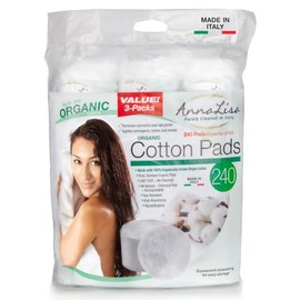 AnnaLisa Almohadillas de algodón peinado orgánico 100% puro para maquillaje/eliminación de esmalte de uñas | 240 piezas de limpieza facial redonda ita