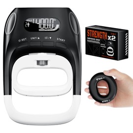 Grip Strength Tester & Trainer 2-in-1 Combo Set-Digital Hand Dynamometer with LCD Display, Max 400lb/180kg Capacity, Resistance Ring with Ergonomic Design for Sports, Gym, Home & Rehab