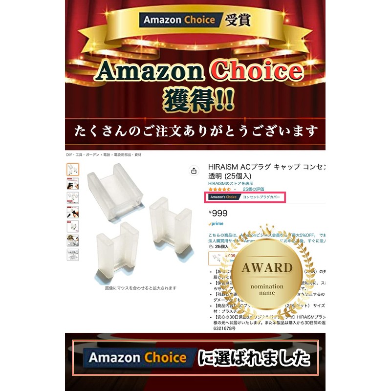 HIRAISM AC Plug Cap Outlet Cover 2PIN Tip Transparent (25