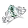 Natural Moss Agate Ring And Pear Shaped Birthstone Ring 925