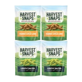 Variety Pack Snaps Veggie Chips, 2 Mango Chile Lime and 2 Lightly Salted, Healthy Plant-Based Snacks, Gluten-Free, Crunchy Snack Assortment, 4-Pack (High Protein & Fiber)