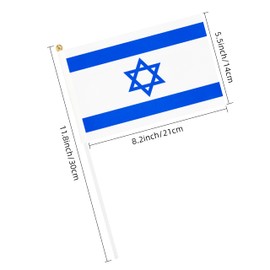 Rotenl Israel Small Mini Flags, 25 Pack Hand Held Israeli Stick Flags with 11.8 Inch Pole, 5.5x8.2 Inch International Country Flags, Festival Events, Parades, Patriotic, Indoor and Outdoor