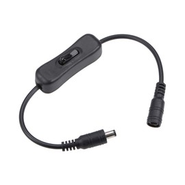 sourcing map DC 12V Inline Rocker On/Off Switch with 5.5 x 2.1mm DC Jack Male to Female Power Cable for LED Strip Light CCTV Camera Black