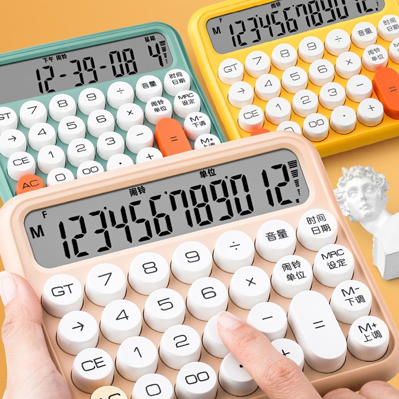 12 Digit Calculator Large LCD Display Big Button Standard Mechanical