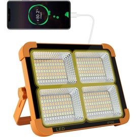 Portable LED Work Solar Light 100W 16500mAh 10000 LM with Stepless Brightness Job Site Battery Rechargeable LED Floor Light for Emergency Worklight for Hurricane - Colour: Orange