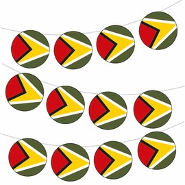 AK Giftshop Guyana Flag Bunting Party Decorations Flags - 12pcs / 2.5m Ribbon