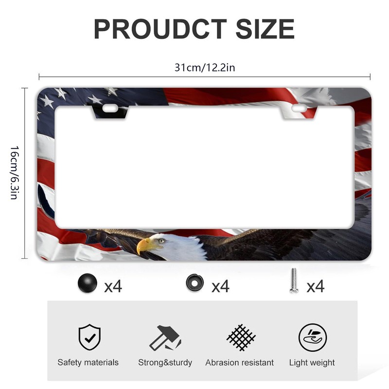 American Flag Eagle License Plate Frames - 2 Pcs Set