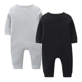 Little Brother Newborn Outfit 2 Pack Long Sleeve Snap Closure Ribbed Romper 0-3