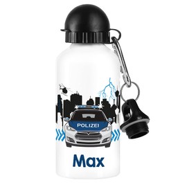 Striefchen® Drinking Bottle with Police Car and Name of Choice 500 ml BPA Free Aluminium