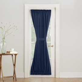 Sun Zero Barrow - Panel de Cortina para Puerta con Bolsillo para Barra de energía, 54 x 72 Pulgadas, Azul Marino                                      