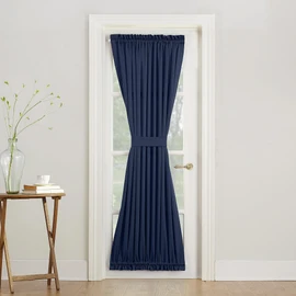 Sun Zero Barrow - Panel de Cortina para Puerta con Bolsillo para Barra de energía, 54 x 72 Pulgadas, Azul Marino                                      