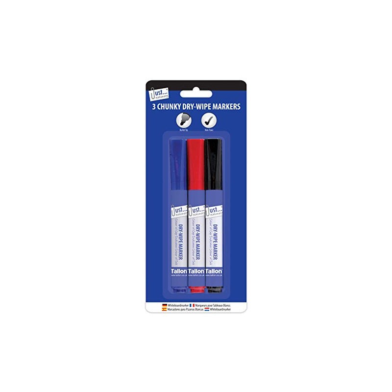 Just Stationery 1141 Chunky Dry Wipe Board Markers, Pack of