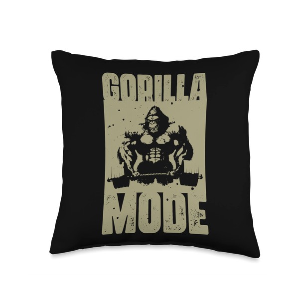 Gorilla Mode Weightlifting | Muscles Bodybuilding Beast Gym Throw Pillow