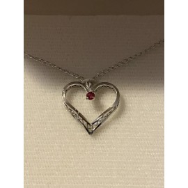 Felice Vintage Felice Sterling Genuine Ruby Heart Pendant July Red New Old Stock