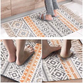 Boho Area Rugs for Living Room, Small Cotton Woven Area Rugs with Tassel 2'x3', Vintage Farmhouse Bohemian Throw Rug, Washable Floor Rugs for Kitchen,Bathroom, Bedroom, Laundry Room, Entryway Indoor