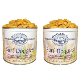 Blue Crab Bay Co. "Surf Doggies" - Spicy Honey Mustard Peanuts - 12 Oz. Tin (Pack of 2)
