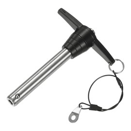 M METERXITY T Handle Lock Pin, 5/8"(16mm) Dia. 3-5/32"(80mm) Usage Length Push-Button Quick Release Locking Pins W Lanyard Cable for Speaker/Aviation/Gym/Machine [304 Stainless Steel]