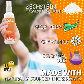 VAL Kids Magnesium Oil Spray – Natural Bedtime Calm & Mood Support | Zechstein Magnesium, Chamomile & Aloe | No Itch | Fast-Absorbing | Made in USA | 4oz