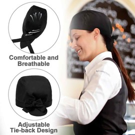 AFCJLTO Pack of 2 Chef's Hat, Kitchen Hat, Elastic Chef's Hat, Made of Cotton, Poly Headwear for Men, Women, Cooking, Black