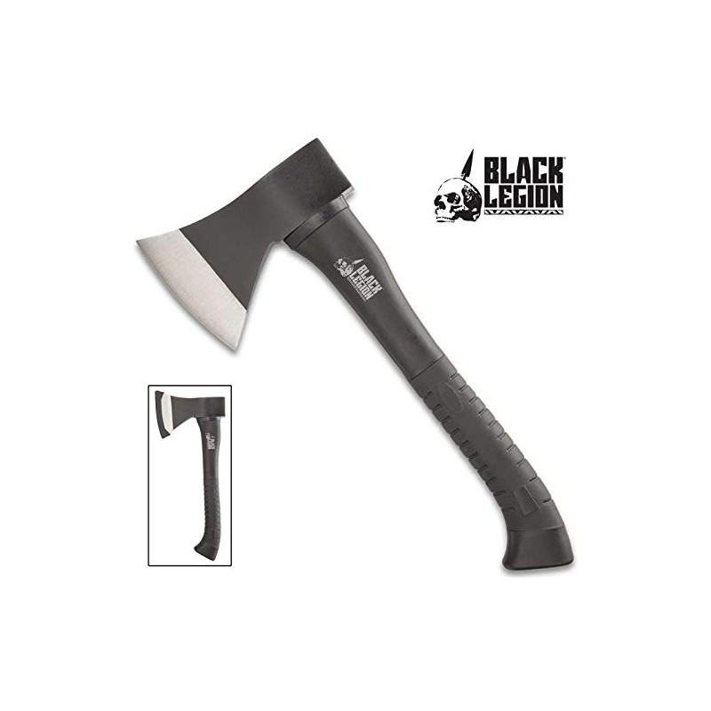Black Legion Camping Hatchet - 14” Length | Rubberized Ridged