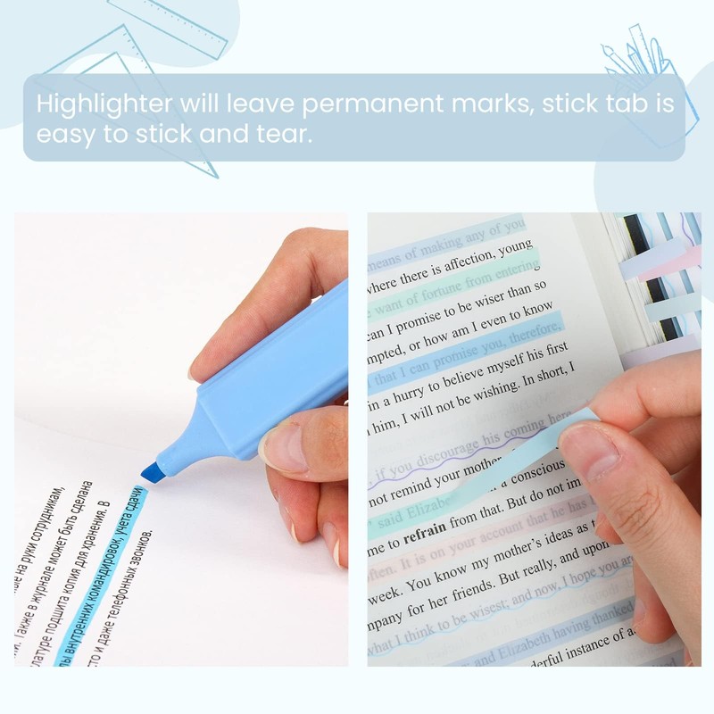 NEWEST 960 Pieces Transparent Highlighter Strips for Reading, Gradient Removable