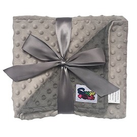 (Grey/Charcoal) - Reversible Baby Blanket Minky Dot (Grey/Charcoal)