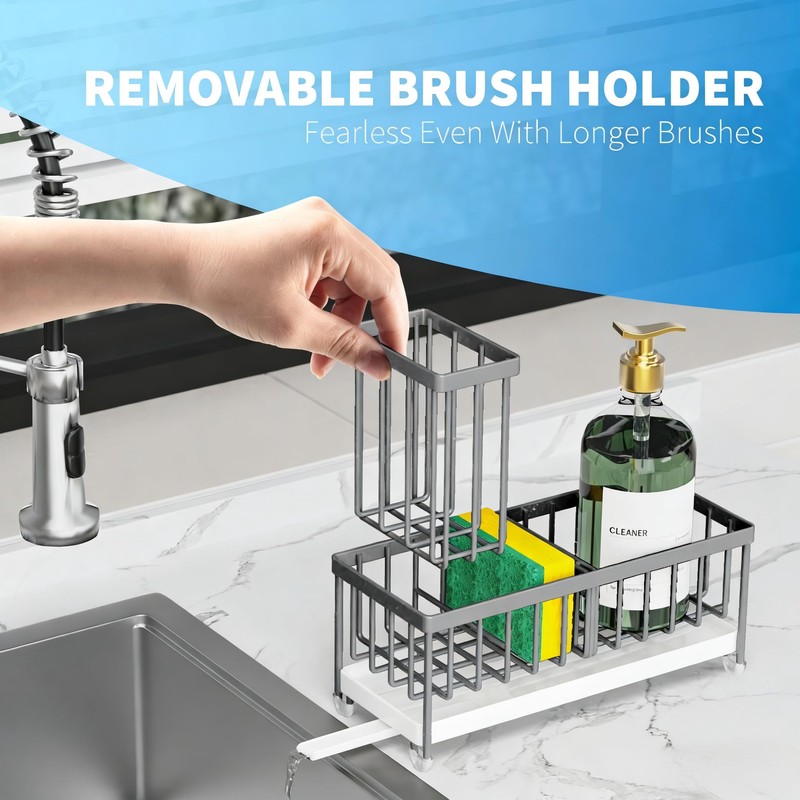 Cisily Sponge Holder for Kitchen Sink, Sink Caddy Organizer with