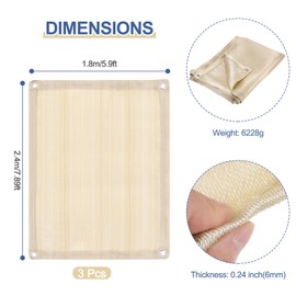 HARFINGTON 3pcs Welding Blanket Fireproof 8ftx6ft 1022 Fahrenheit Working Temp Fiberglass Fire Retardant Blankets for Heat Insulation, Welding Soldering Heat Shield