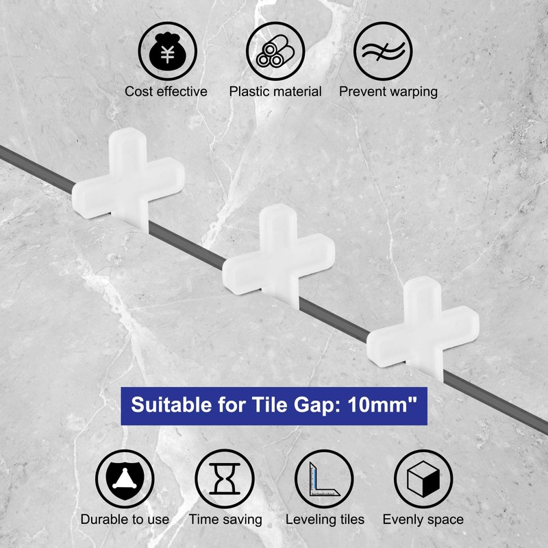 uxcell 300Pcs Tile Spacers, 10mm 3/8" Cross Shape Wall Floor