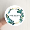 Lovely Watercolor Background with Frame of Leaves Wedding Stickers Save